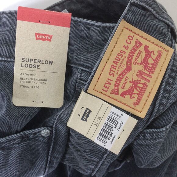 NEW Levi’s Women’s Superlow Loose Jeans 34x32 Black 100% Cotton Y2K Baggy NWT - Picture 7 of 7